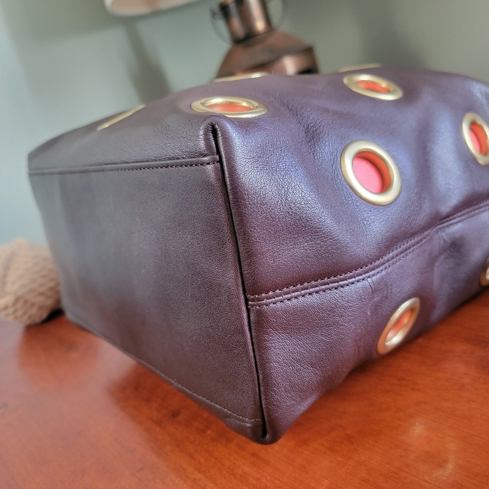 Coach 21181 Legacy Grommet Duffle Brown Orange Leather Shoulder Bag Y2K - Picture 9 of 16